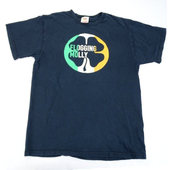 Vintage Flogging Molly T-Shirt Short Sleeve Irish Flag Clover Drinking‎ Size M - Picture 1 of 7